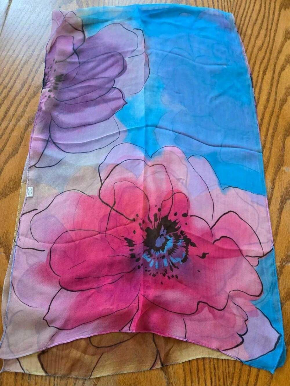 Floral Pink & Blue Sheer Women’s Scarf